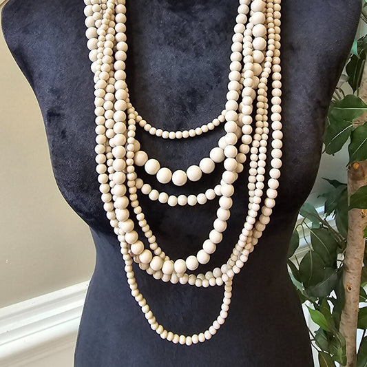 Womens Fashion Ivory Faux Pearl Multiple Layered Necklace with Lobster Clasp