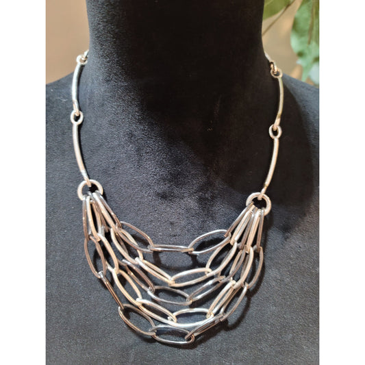 Women's Silver Multi Layer Chain Necklace With Lobster Clasp Elegant Jewelry