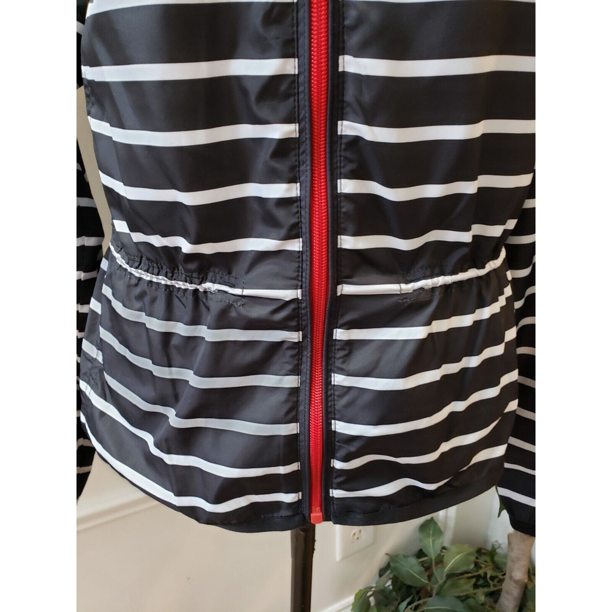 Lauren Ralph Lauren Womens Black Striped Windbreaker Active Anorak Jacket Small