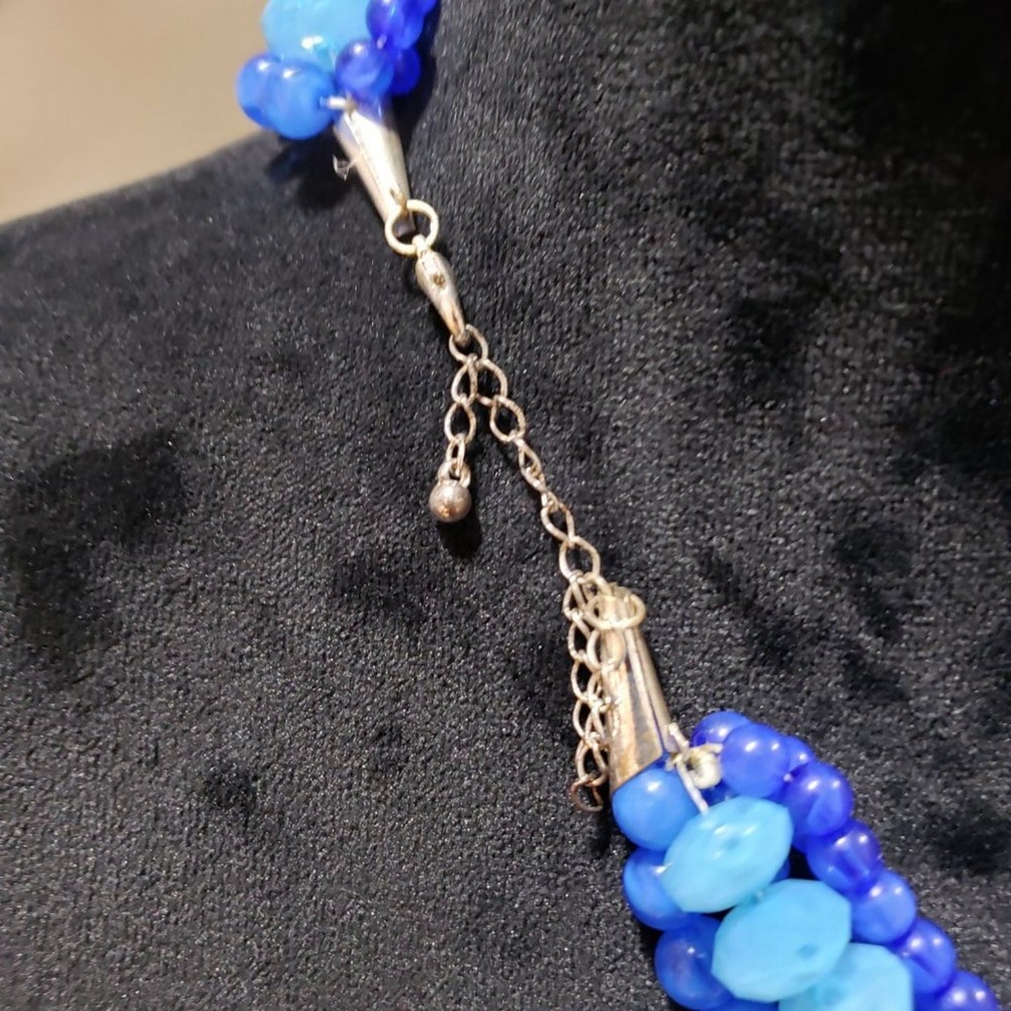 Womens Blue Multilayer Chunky Pearl Ball Beaded Fashion Jewellery Necklace