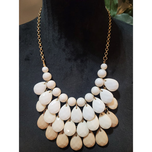 Womens Statement Layered Teardrop Bib Necklace With Gold Chain And Lobster Clasp