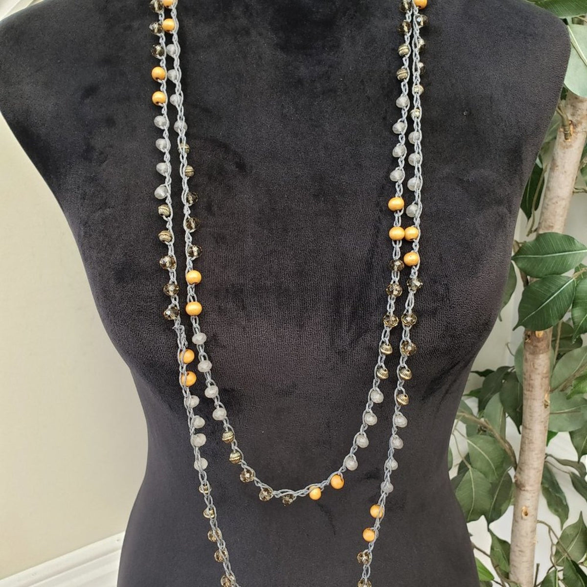 Womens Fashion Multicolor Amber Crystel Beaded Single or Double Layered Necklace