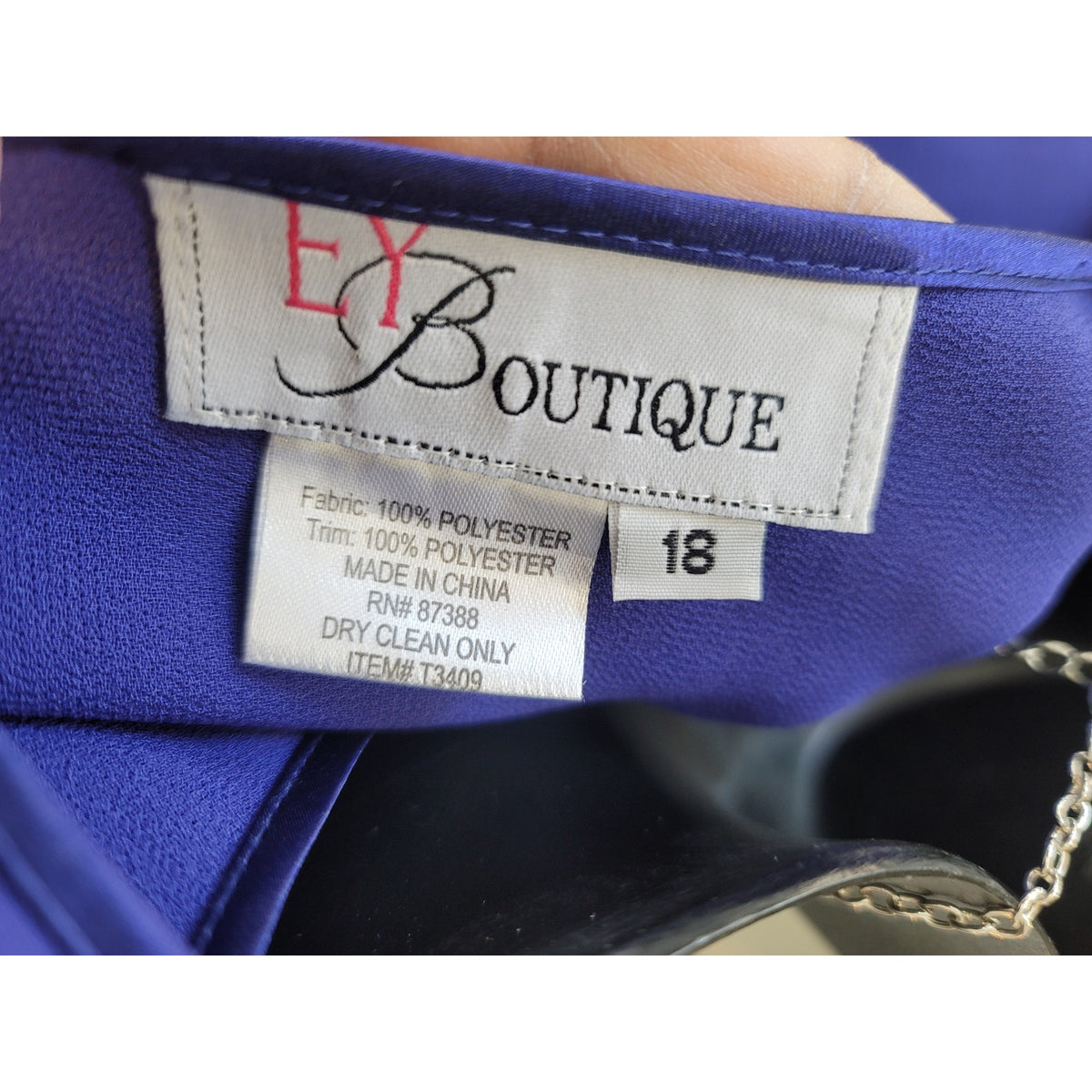EY Boutique Skirt Suit Women's SZ 18 purple Rhinestone Button Front Back Zipper