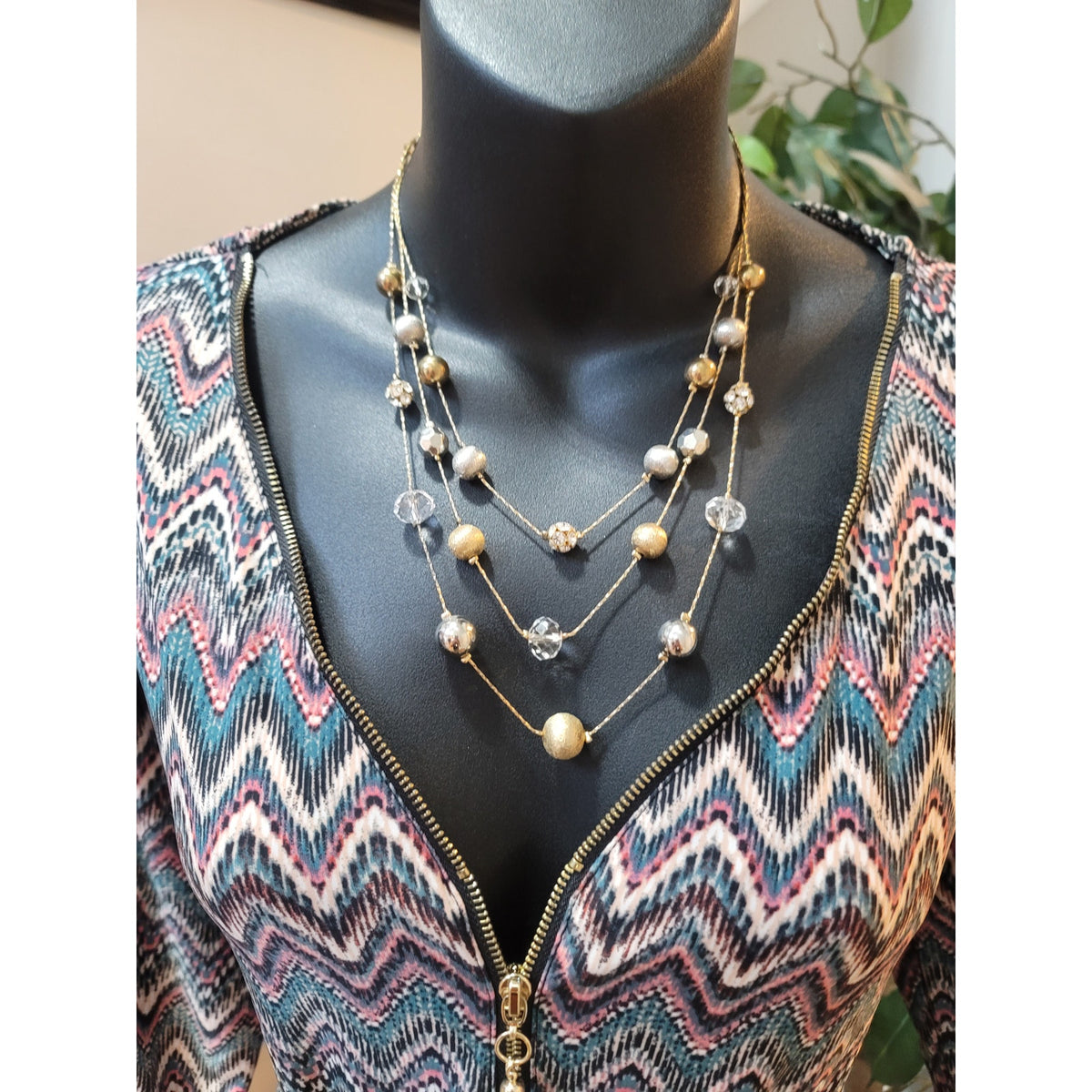 Tacera Dress Womens Small Multicolor Chevron Print V Neck Belted Long Sleeves