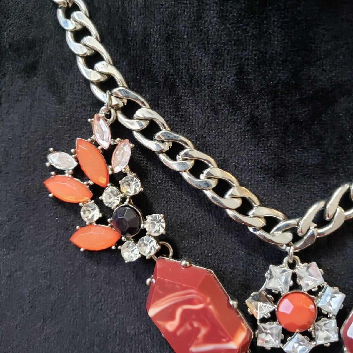 Womens Multicolor Beaded Silver Tone Chain Necklace Jewelry with Lobster Clasp