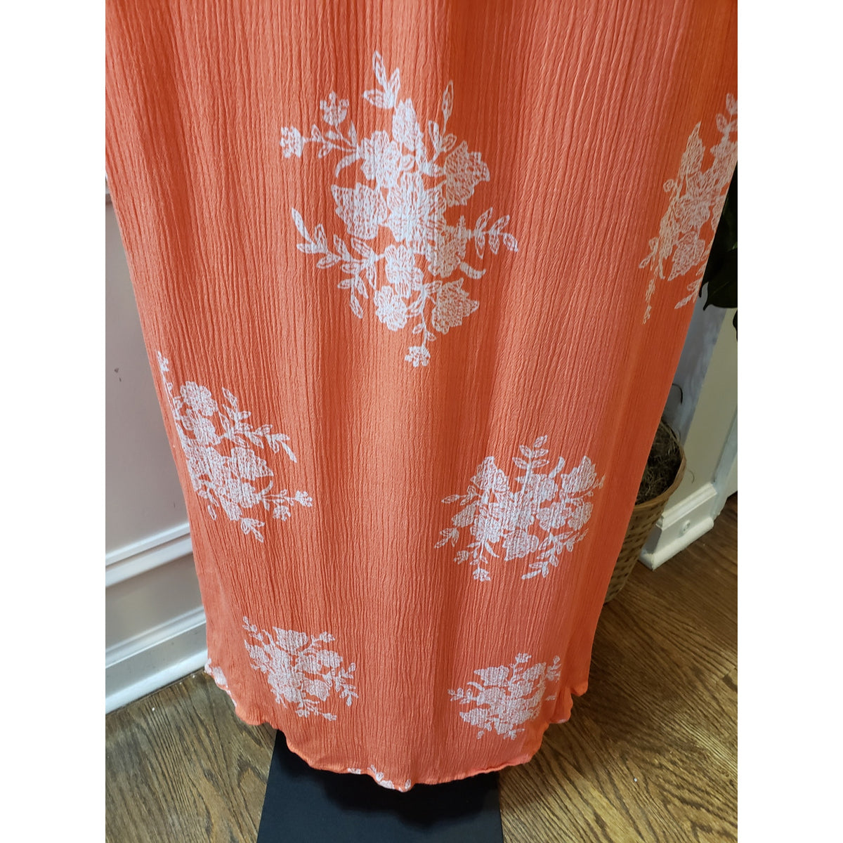 Oddi Long Maxi Dress Women's Size 2XL Orange Smocked Waist V Neck Kimono Sleeve