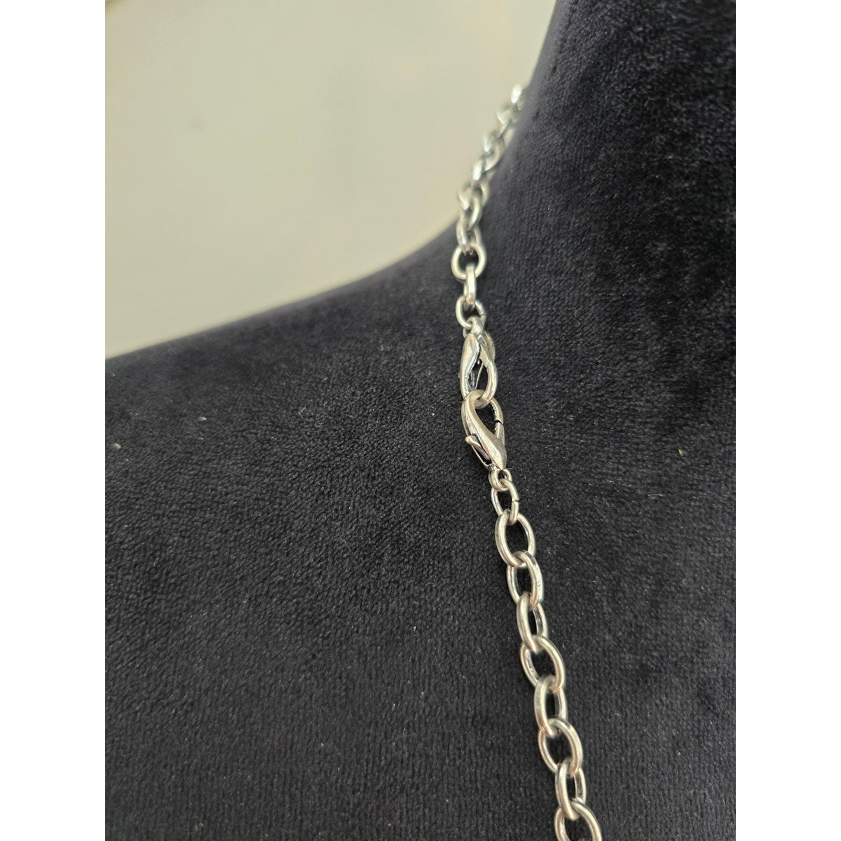 Long Purple Beaded Pendant Necklace Silver Tone Swirl Statement Jewelry