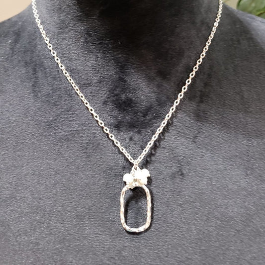 Fashion Silver Link Chain Square Pendant Collar Necklace with Lobster Clasp