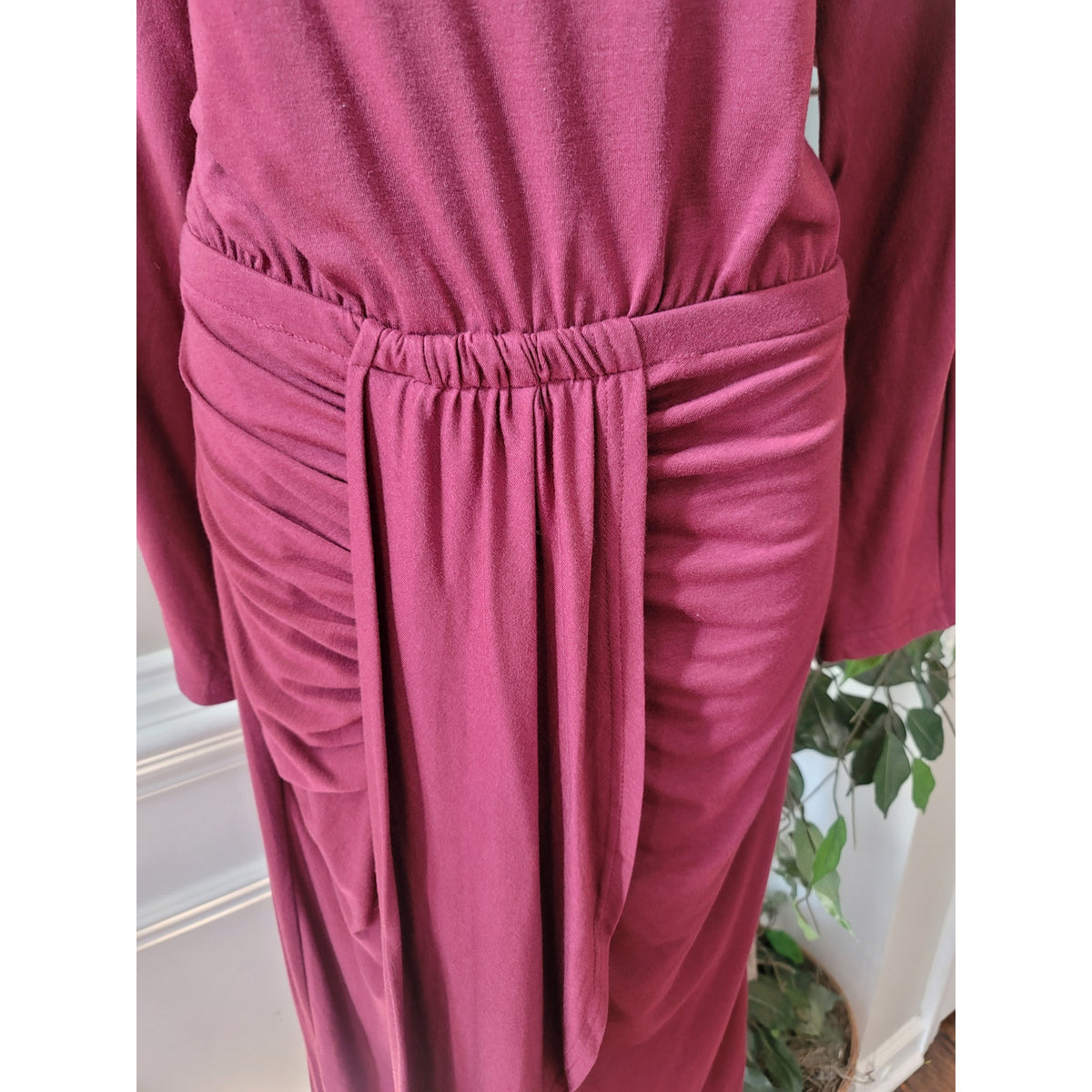 Pretty Garden Tulip Lined Dress Women's XL Burgundy Polyester Blend Long Sleeves