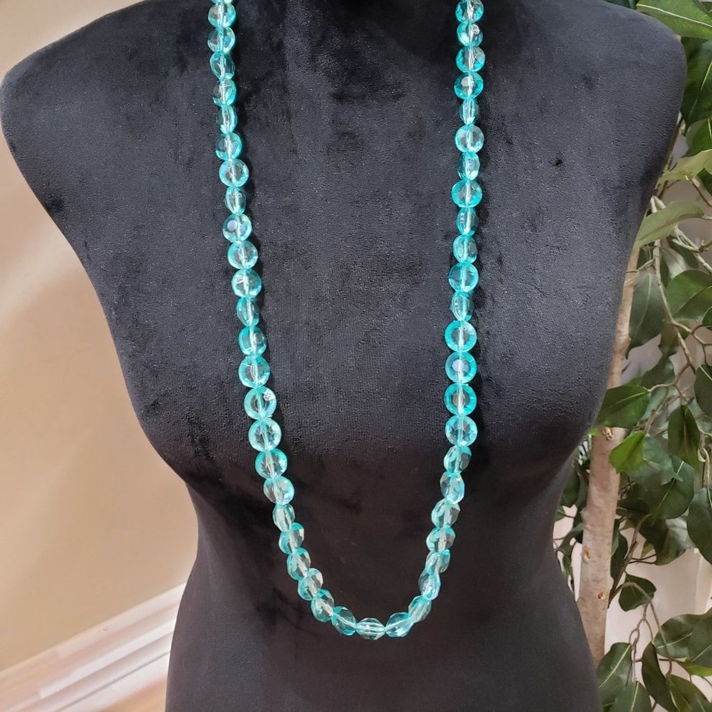 Mint Womens Fashion Crystal Beaded Long Statement Necklace Jewelry Adjustable