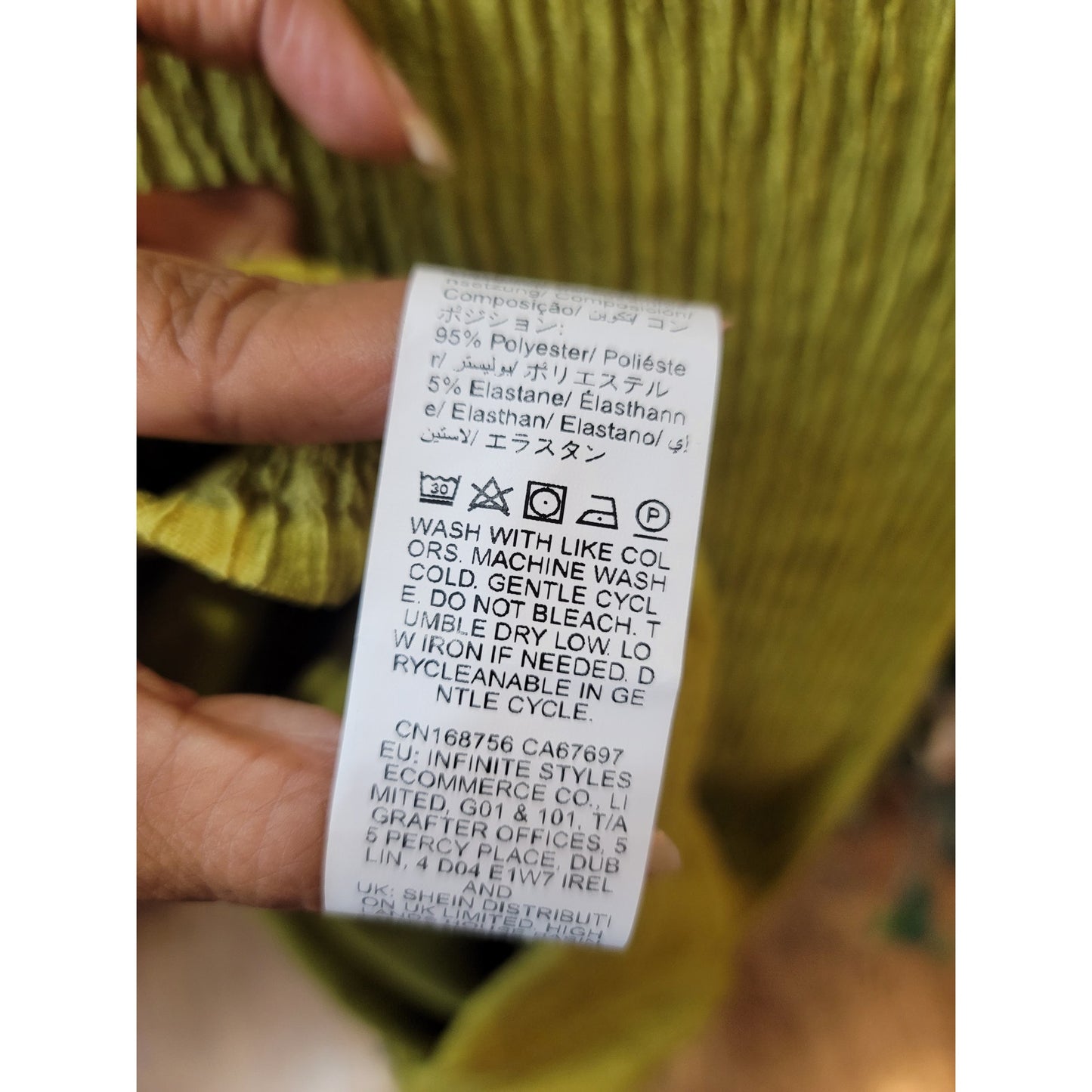 SHEIN Dress Women L Yellow Sleeveless Crinkle Ruched Midi Bodycon Chic