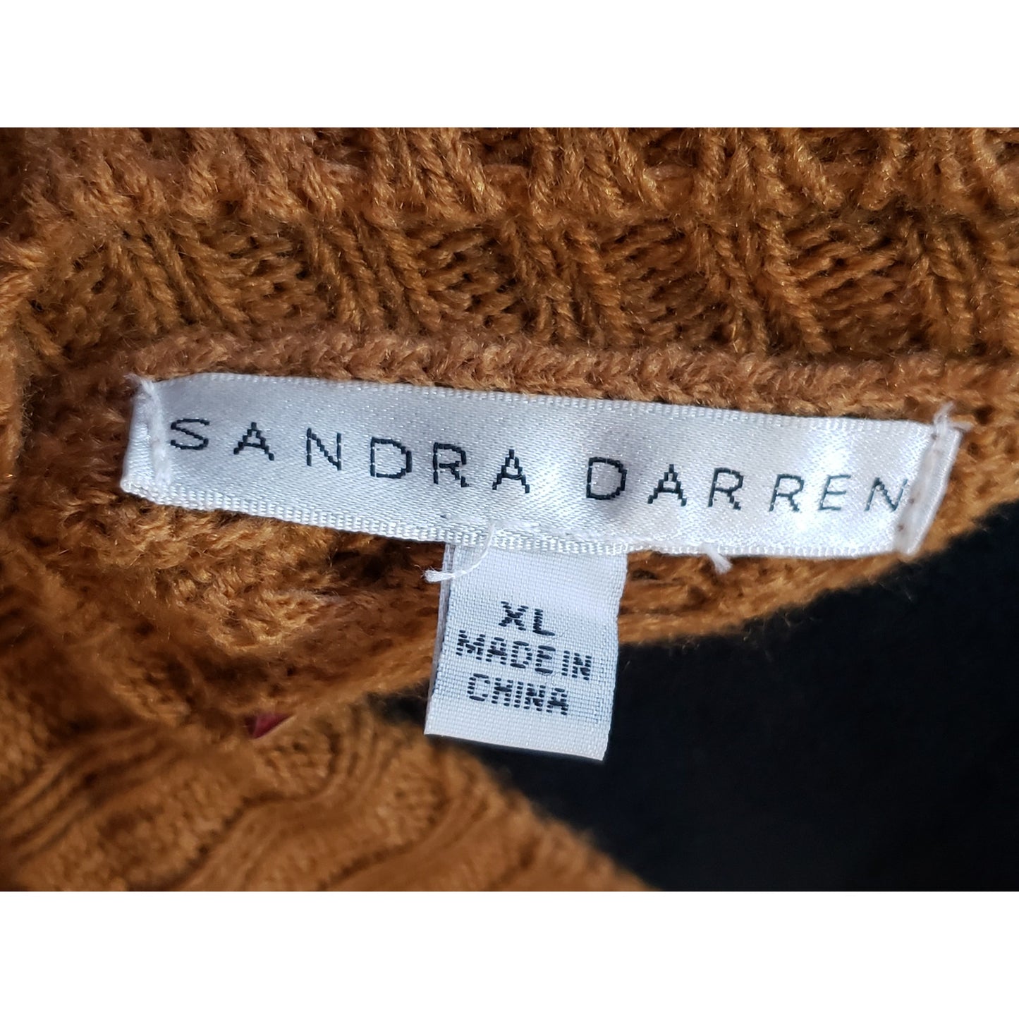 Sandra Darren Sweater Dress Women XL Brown Acrylic Textured Cable Knit Crew Neck