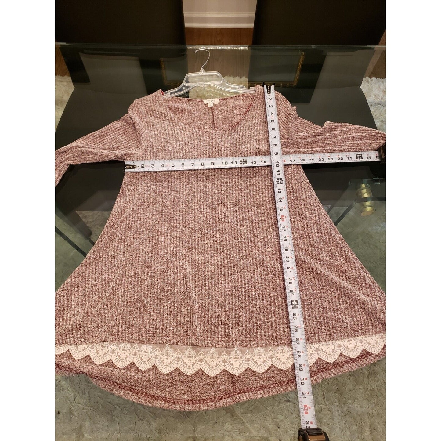 Umgee Women's Gray Striped Cotton Casual Round Neck Long Sleeve Sweater Small