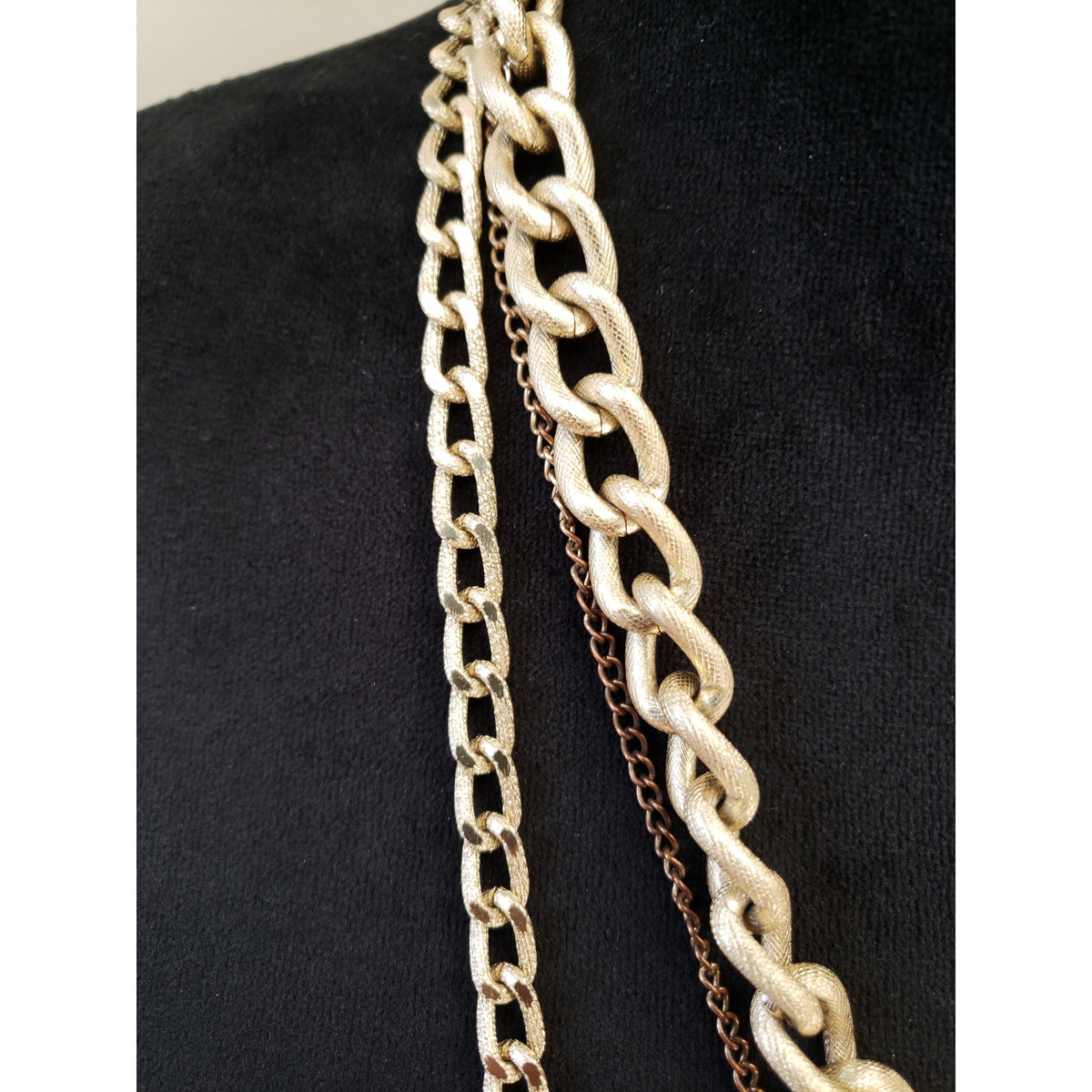 Layered Gold Tone Chain Necklace Set with Teardrop Pendant Fashion Jewelry