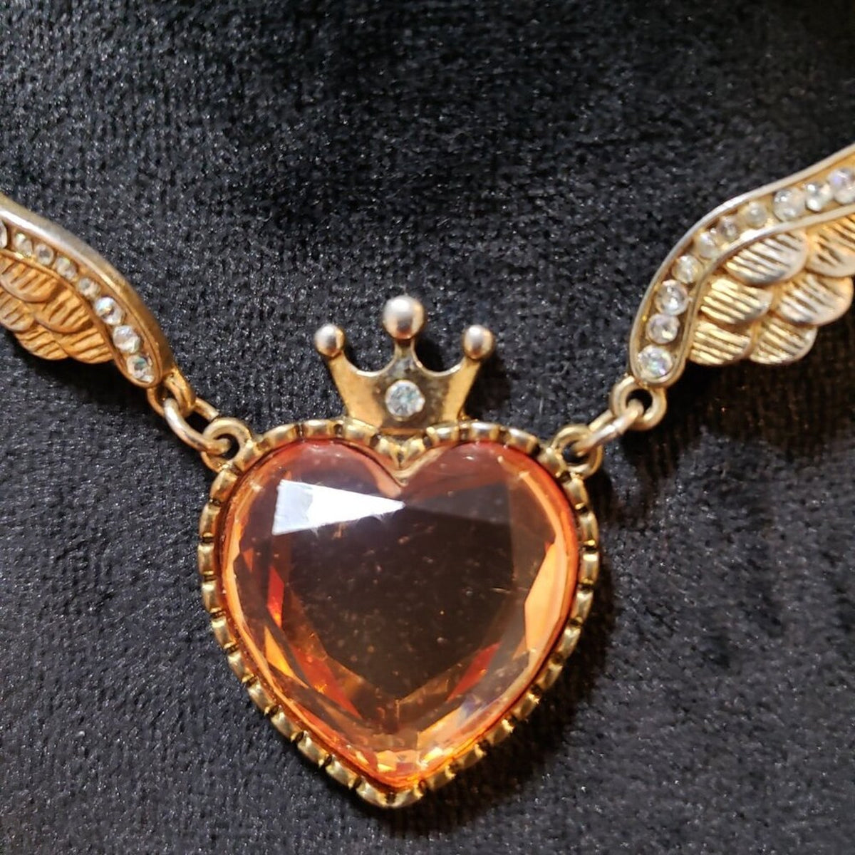 Womens Fashion Zircon-stone Heart Brooch Pendant Necklace Jewelry with Lobster
