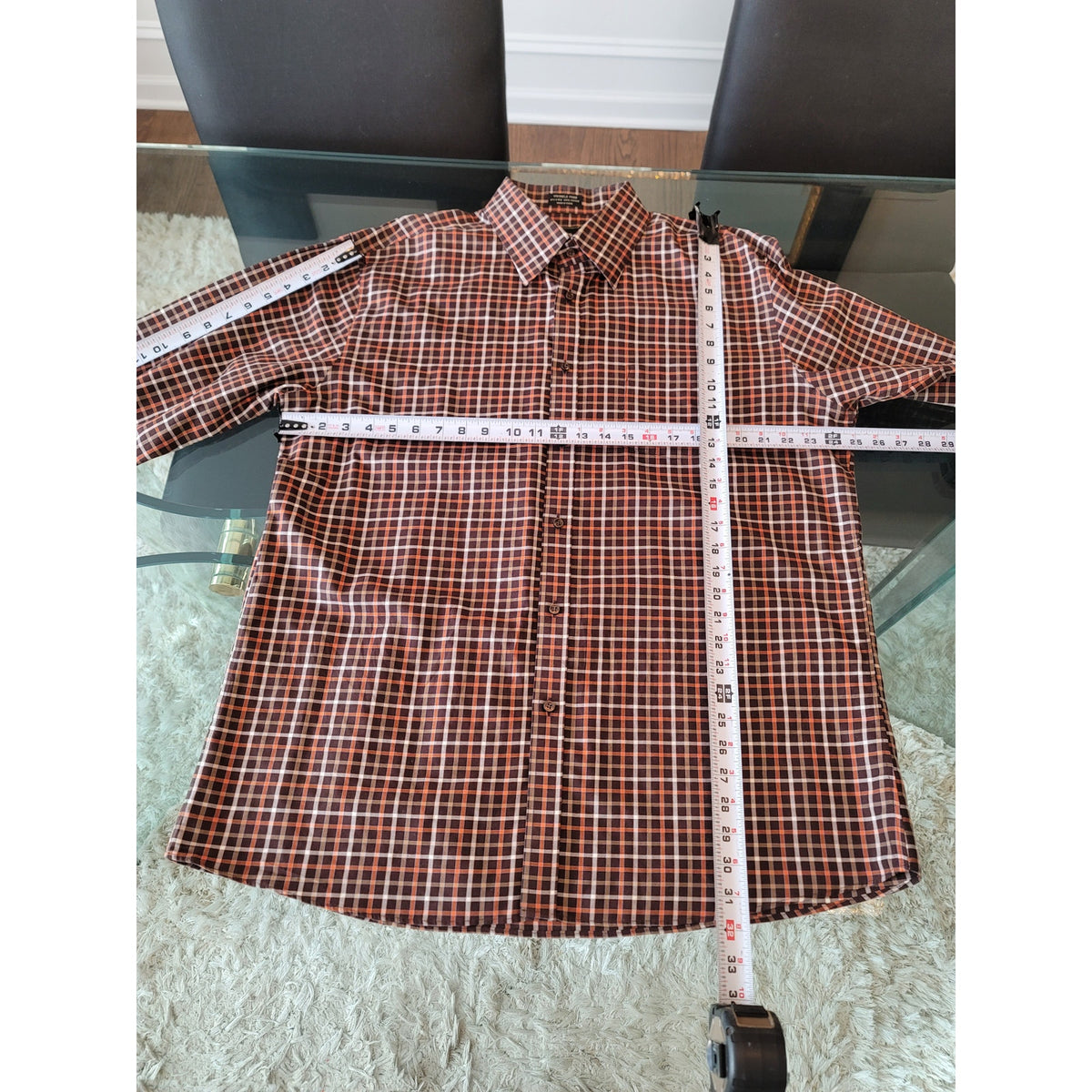 Neiman Marcus Button-Down Shirt Men's Size X-Large Brown 100% Cotton Long Sleeve