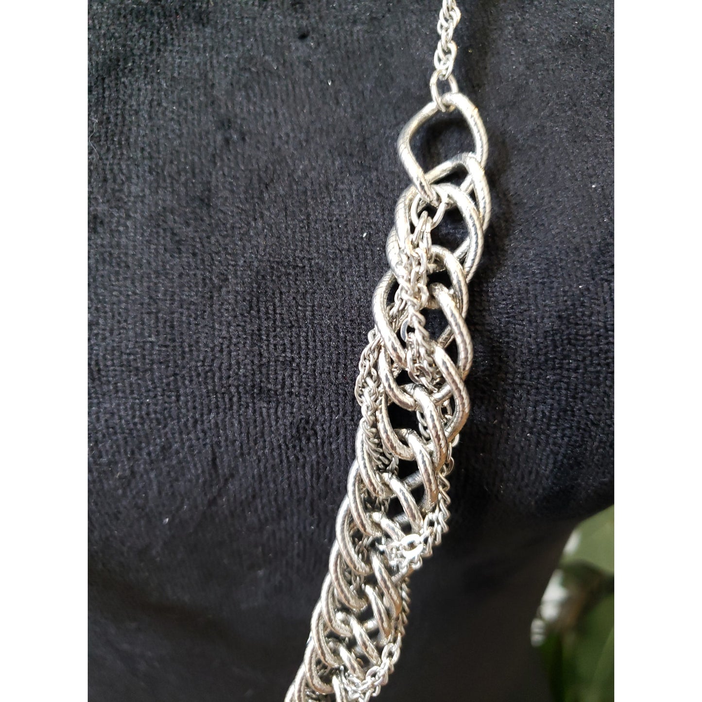 Womens Silver Tone Curb Chain Wrapped Bib Long Necklace Jewelry with Lobster