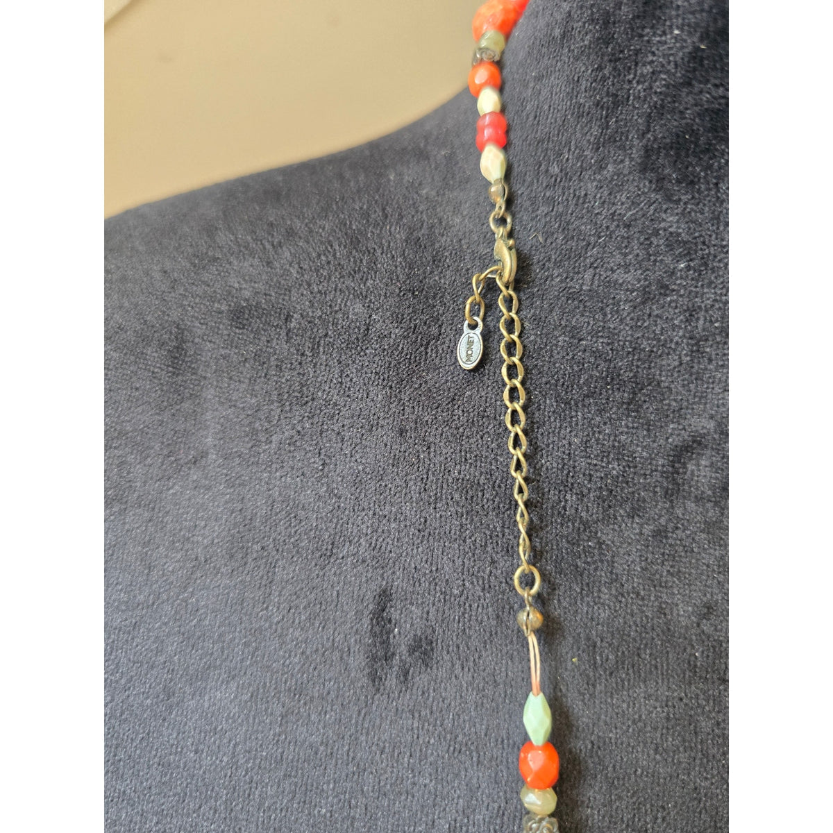 Monet Boho Multicolor Long Beaded Artisan Style Statement Necklace