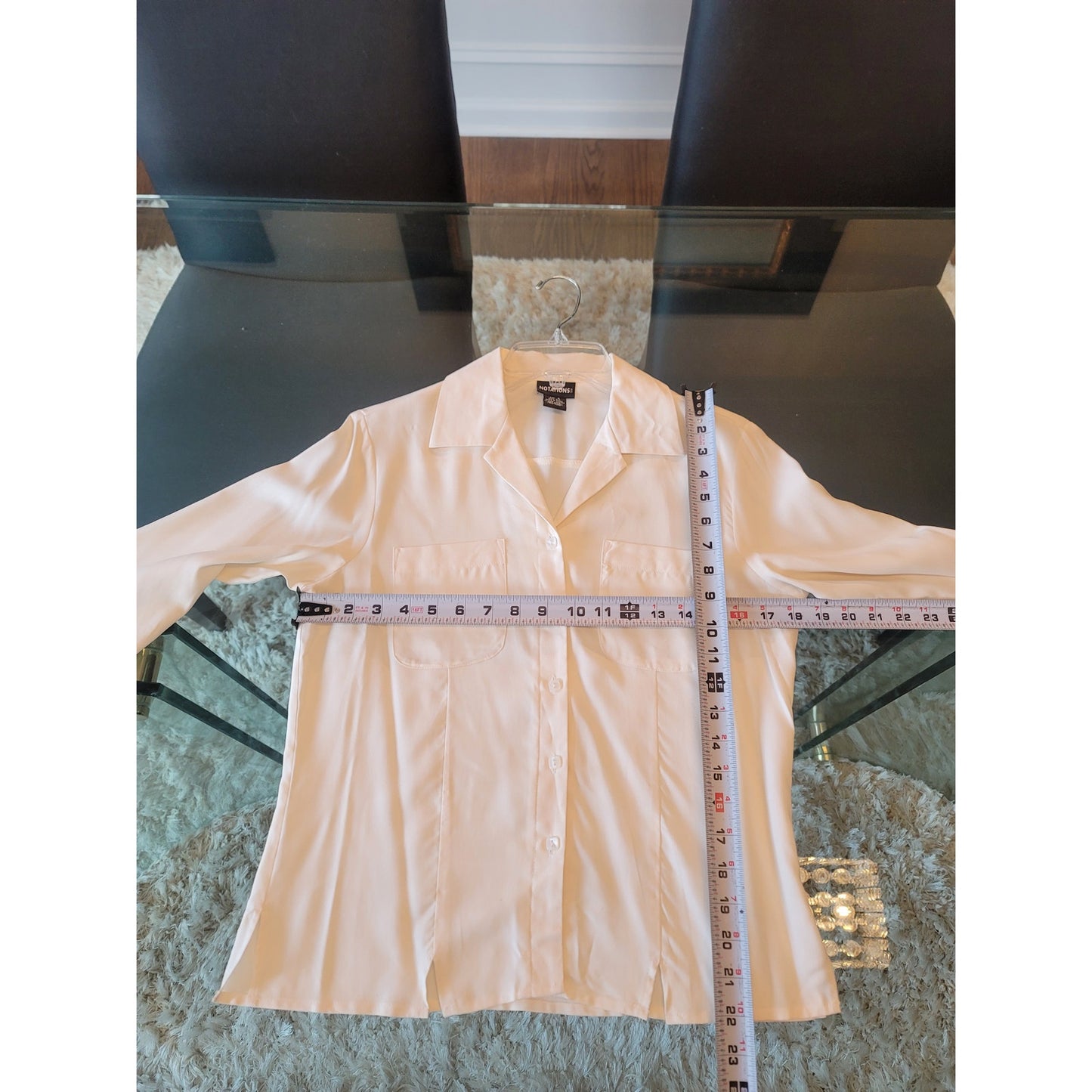 Notations Silk Blouse Women's Small White Button Front Long Sleeve Career Top