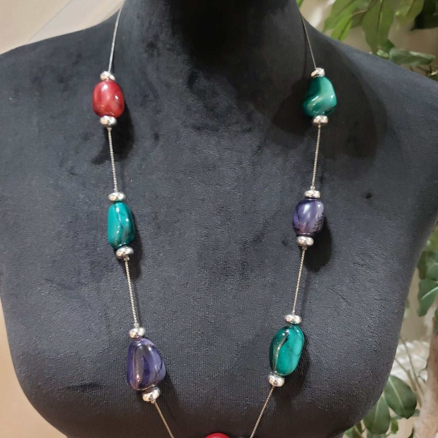Women Fashion Multi Gemstones Gold Single Tone Necklace Jewelry w/ Lobster Clasp