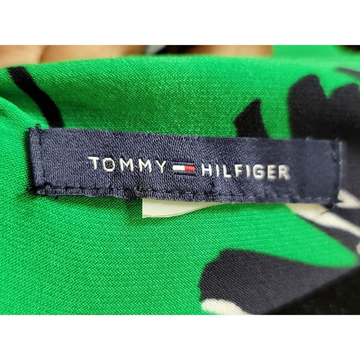 Tommy Hilfiger Dress Womens Small Green Floral Print 3/4 Sleeve Casual Chic