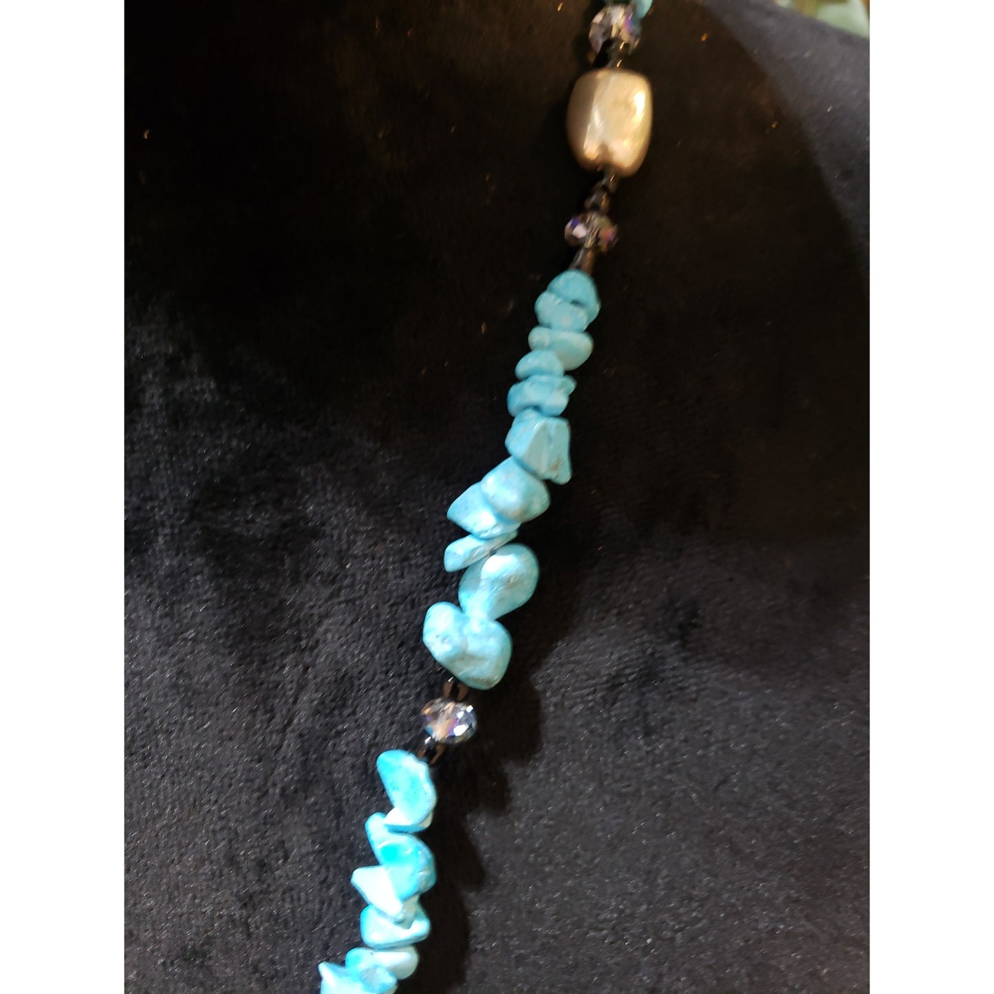 Womens Turquoise Stone Beads Filigree Lariat Pendant Necklace Jewelry w/ Lobster