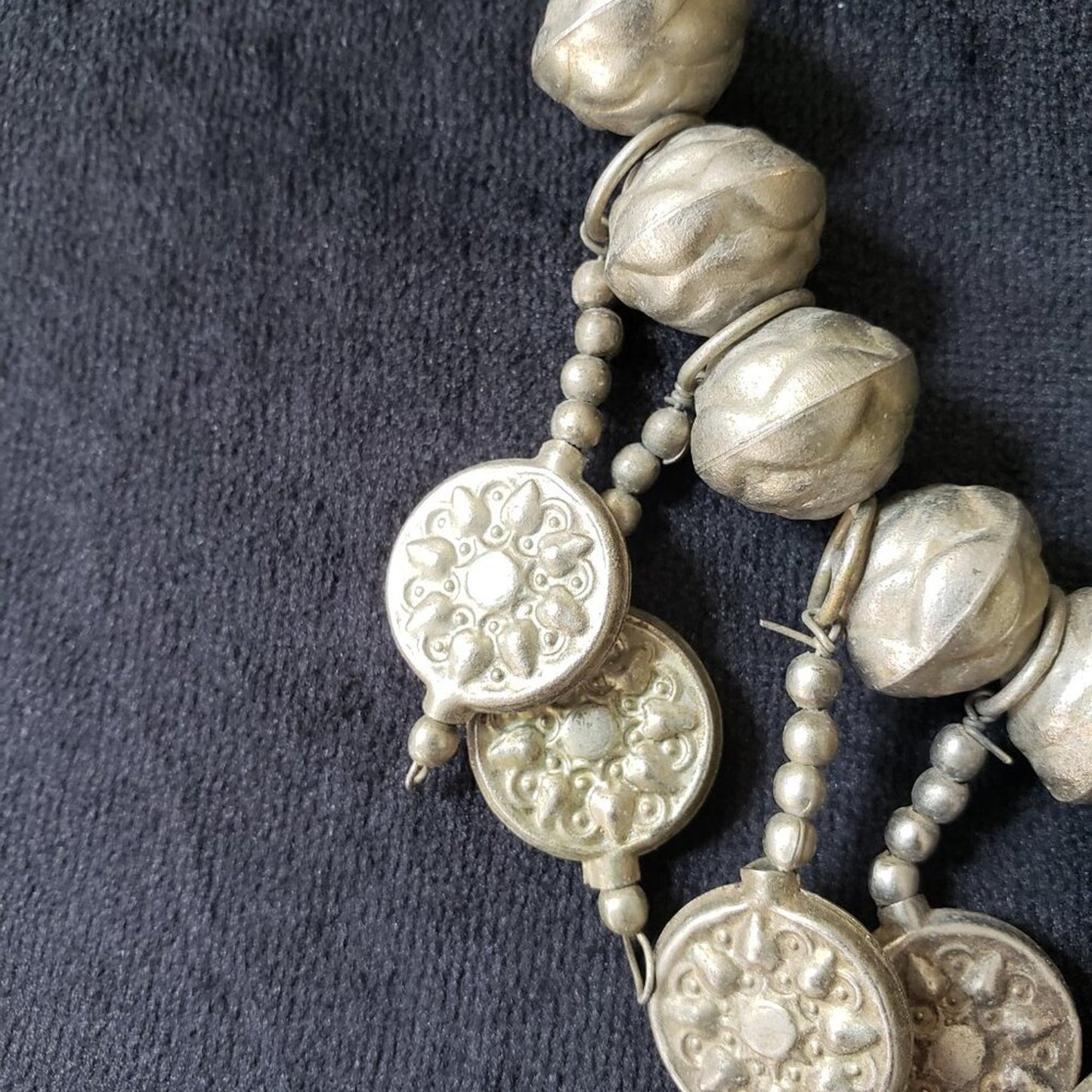 Women Gold Tone Metal Balls, Seed Beads Coins Charms Necklace with Lobster Clasp