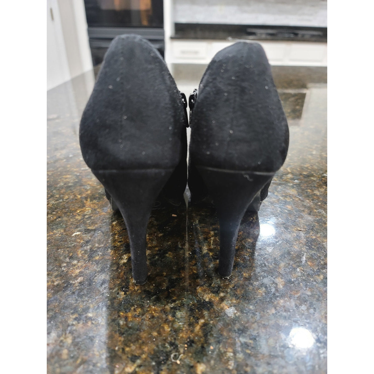 Merona Ankle Stiletto Heel Bootie Women's Size 8 Black Suede Leather Side Zipper