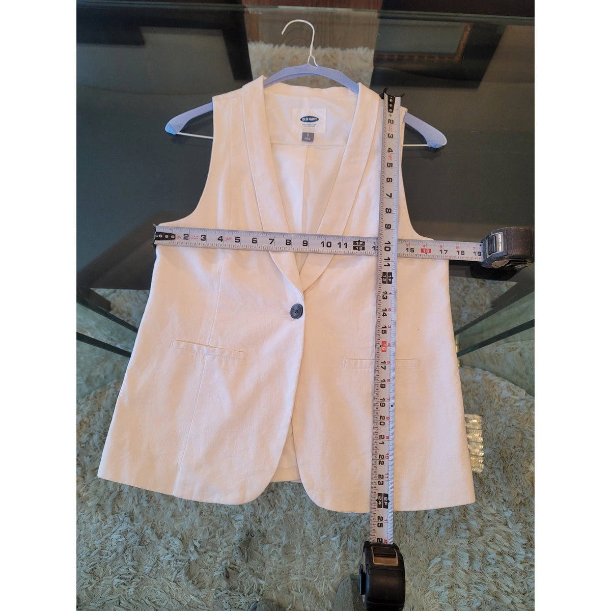 Old Navy Tailored Vest Women's Small White Single Button Front Welt Pockets