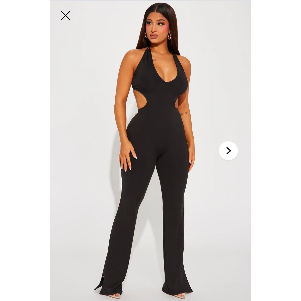 Fashion Nova Jumpsuit Women's Size L Black Halter Neck Cut-Out Romper
