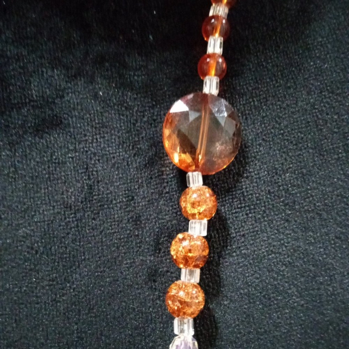 Womens Fashion Elegant Orange Color Rhinestones Chunky Beaded Long Necklace