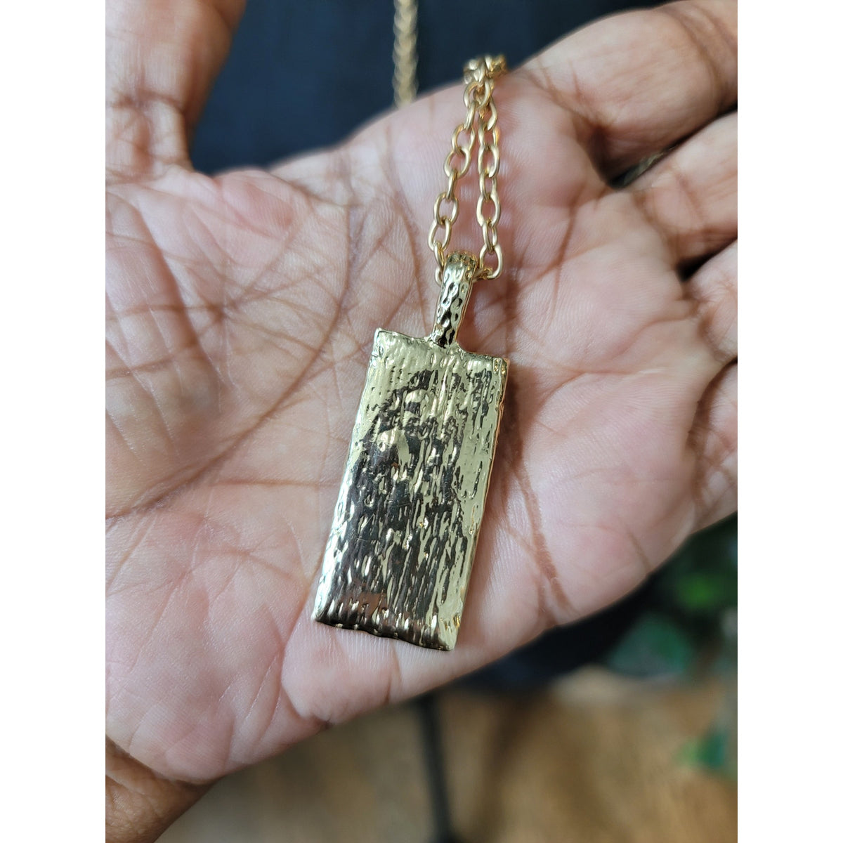 Women's Gold Chain Necklace With Rectangle Leopard Print Pendant Fashion Jewelry