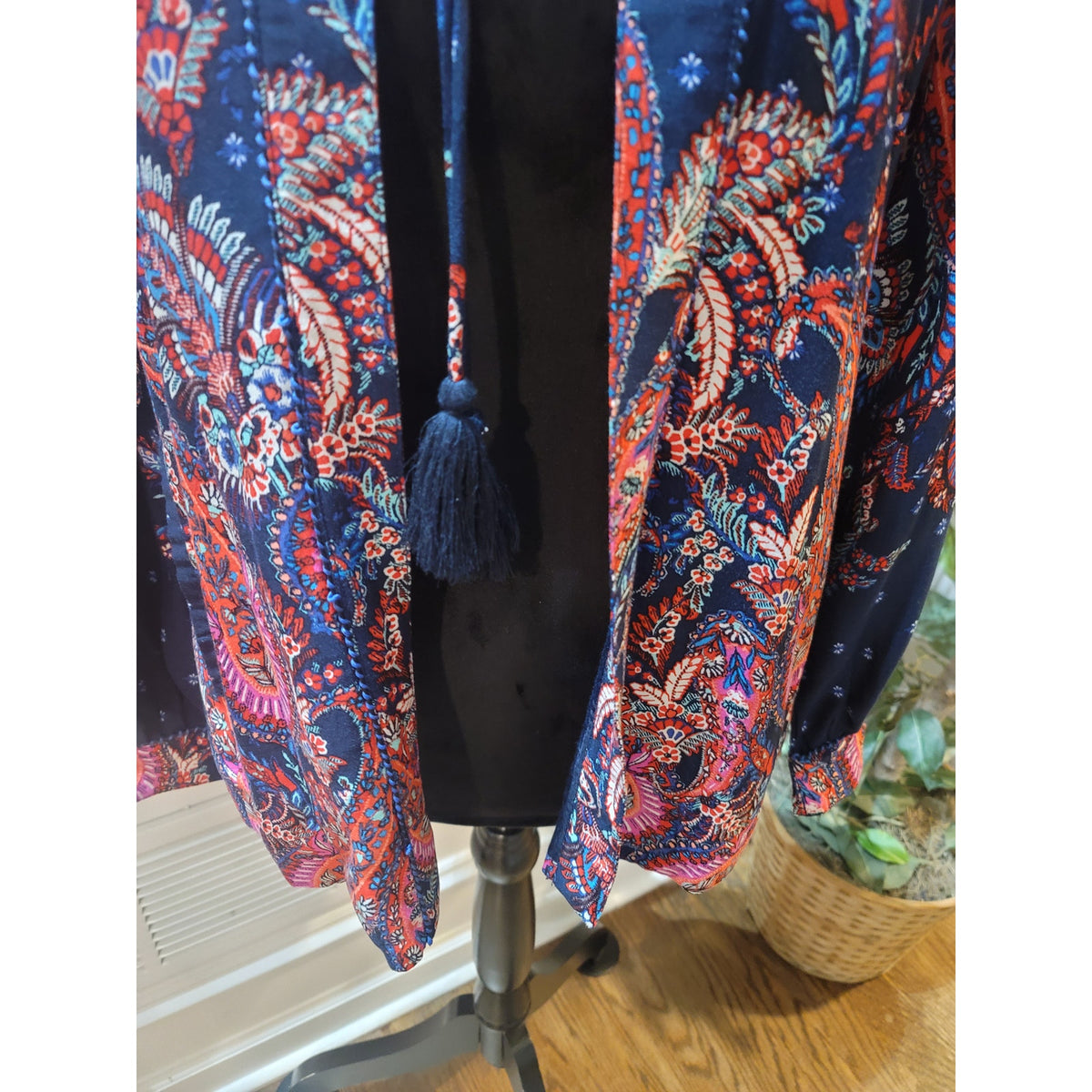 Monsoon Blouse Top Women's Small Multicolor Paisley Print Pleated Drop Shoulder