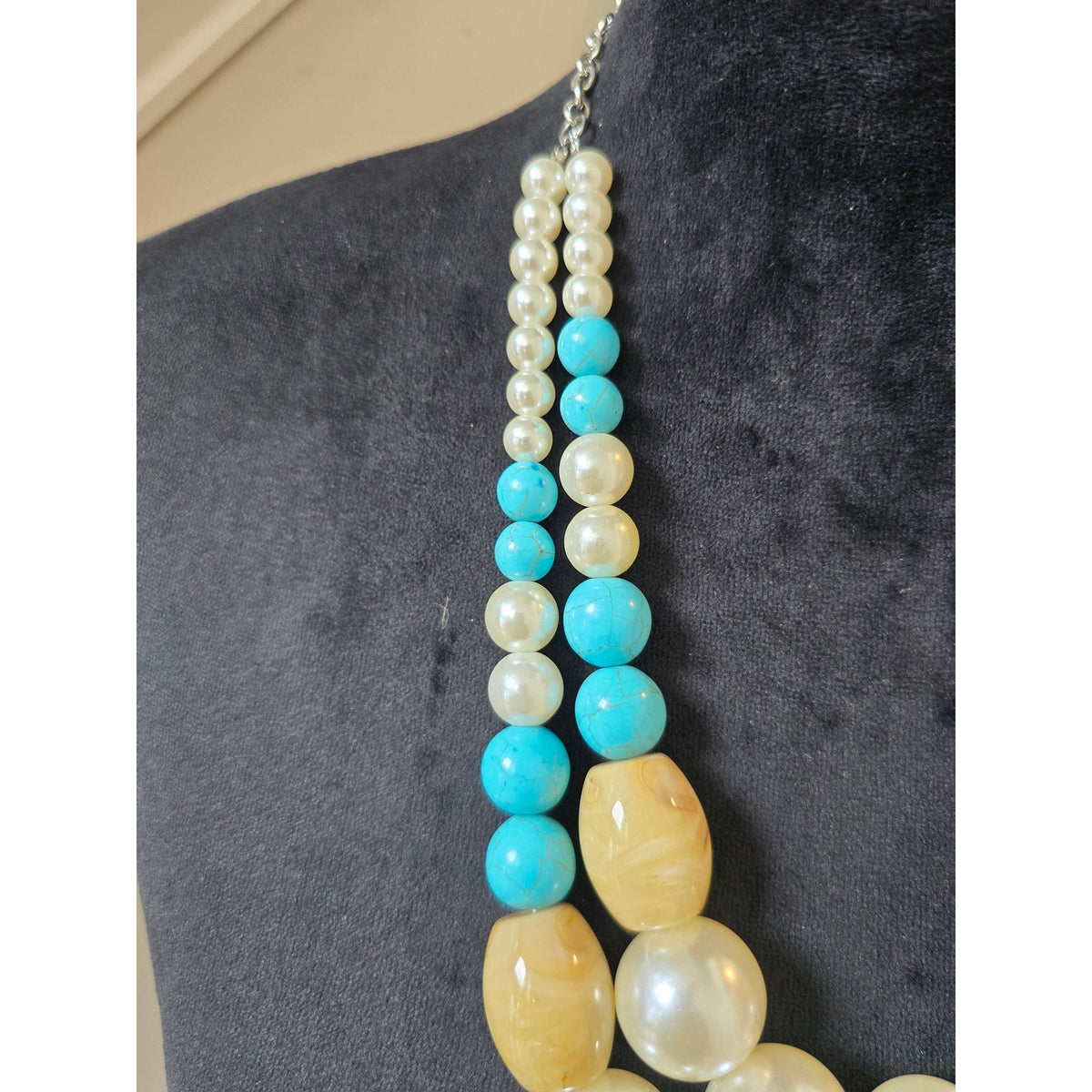 Turquoise Ivory Beaded Statement Necklace