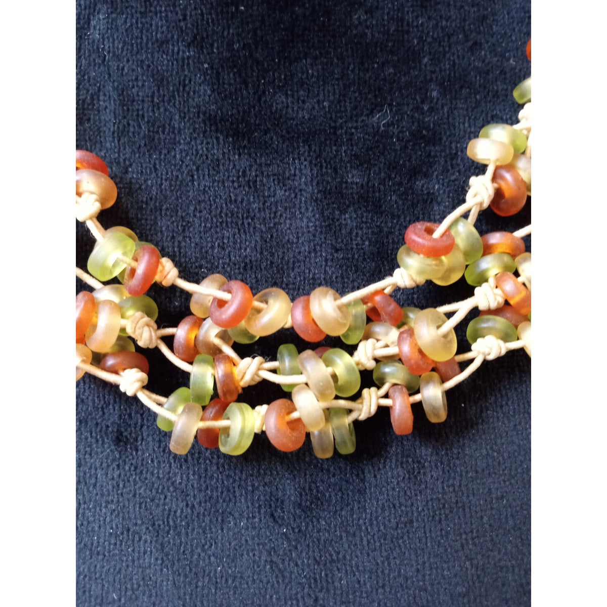 Multicolor Seed Bead Multi Strand Necklace Boho Handmade Statement Necklace