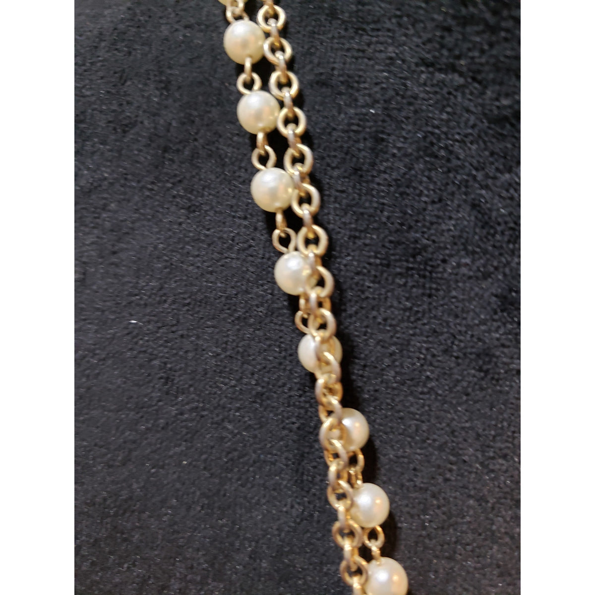 Womens Fashion 2 Strand Gold Tone Napier Faux Pearl Teardrop Necklace Jewelry