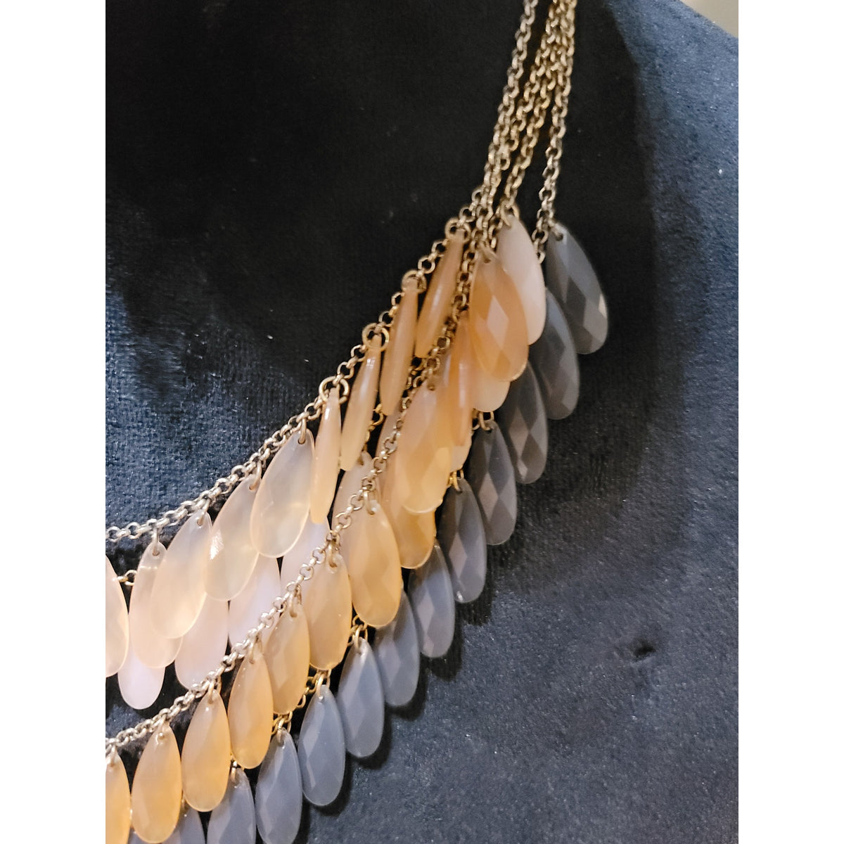 Women's Layered Teardrop Beaded Statement Necklace with Lobster Clasp Jewelry