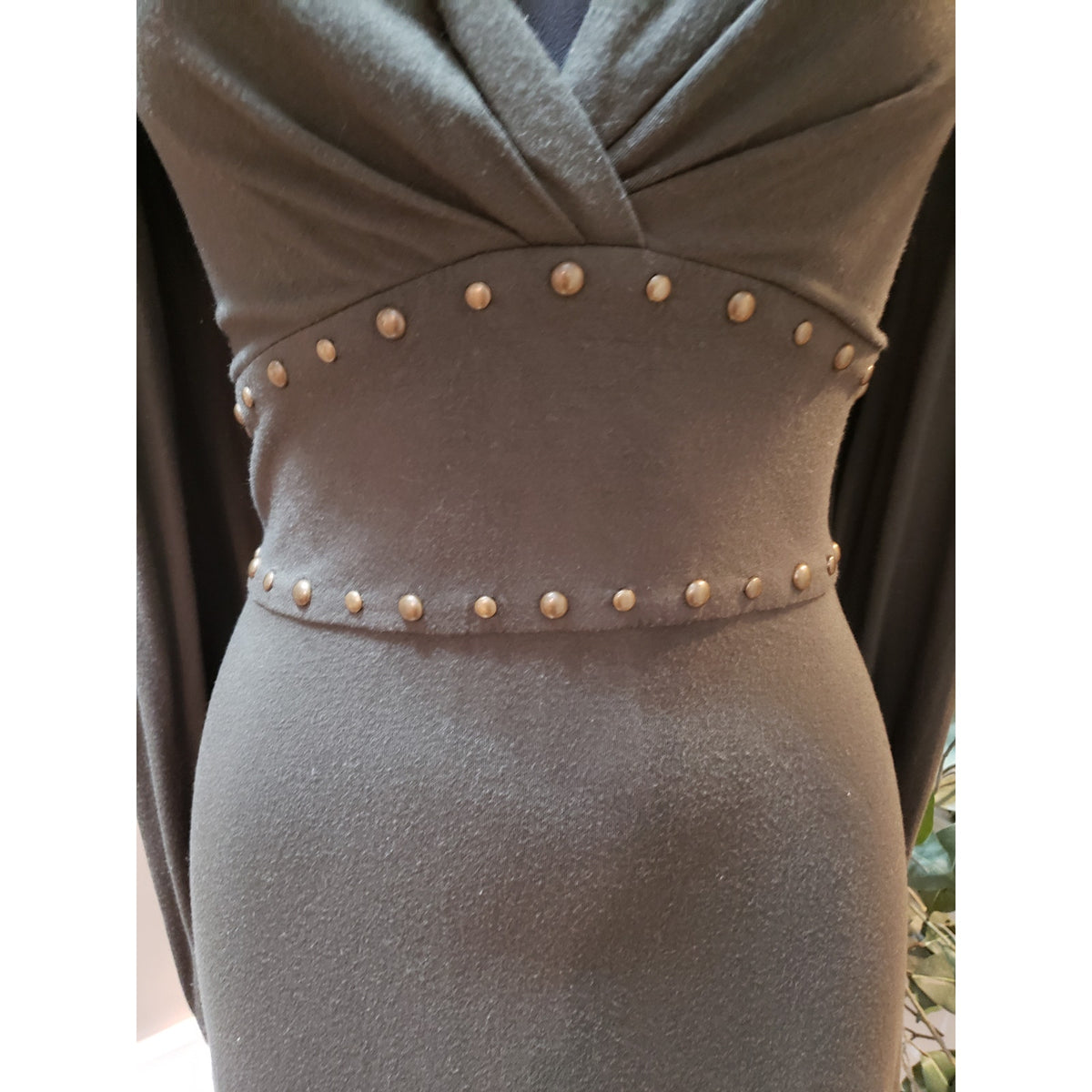Jessica Howard Fit & Flare Dress Women's 6T Black Studded Waistband Back Zip