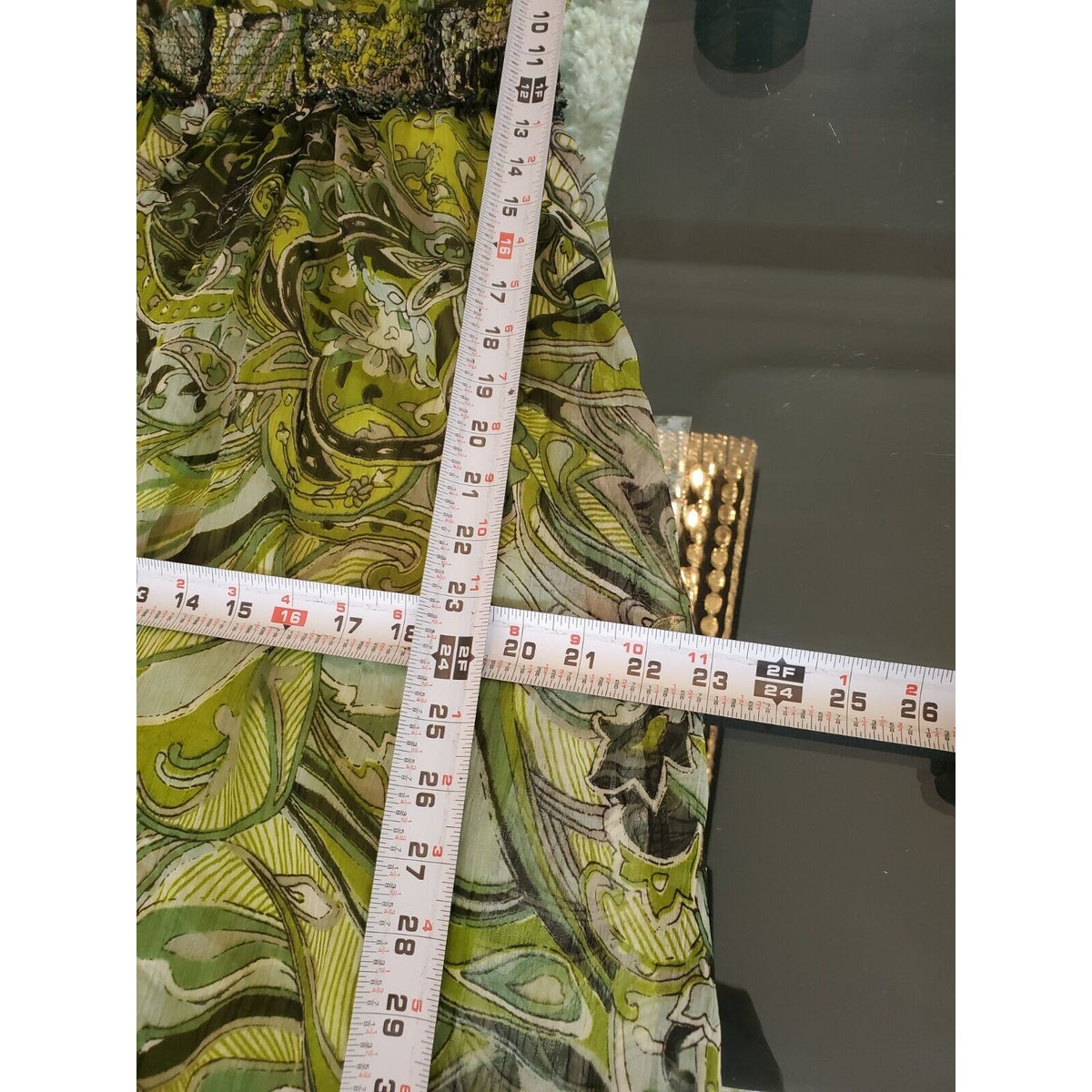 Magic Women's Green 100% Polyester V-Neck Sleeveless Long Maxi Dress Size Medium