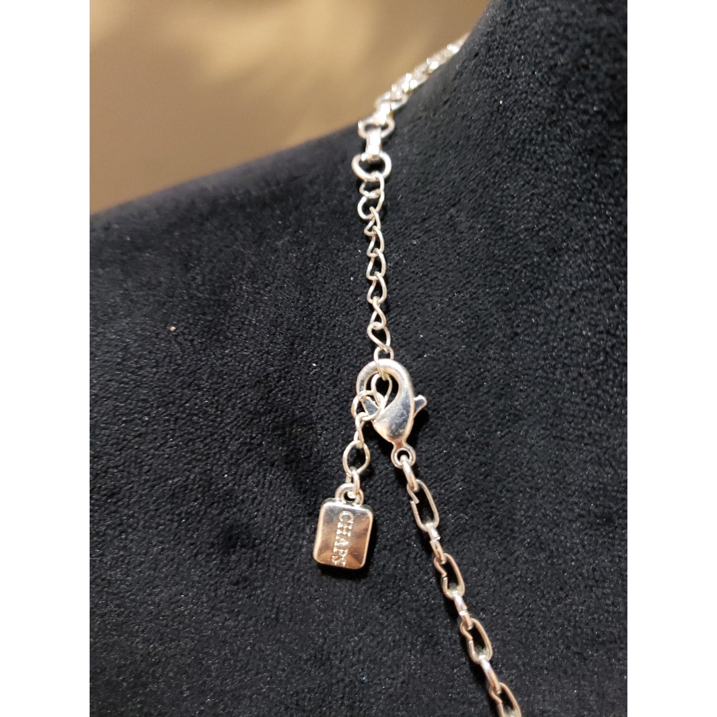 Women Silver Tone Blue Teardrop Square Bead Layered Statement Necklace Jewelry