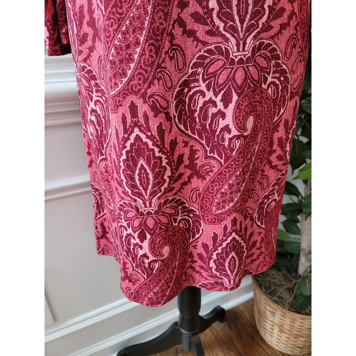 Michael Michael Kors Shirt Dress Women's Large Red Pink Polyester Long Sleeves