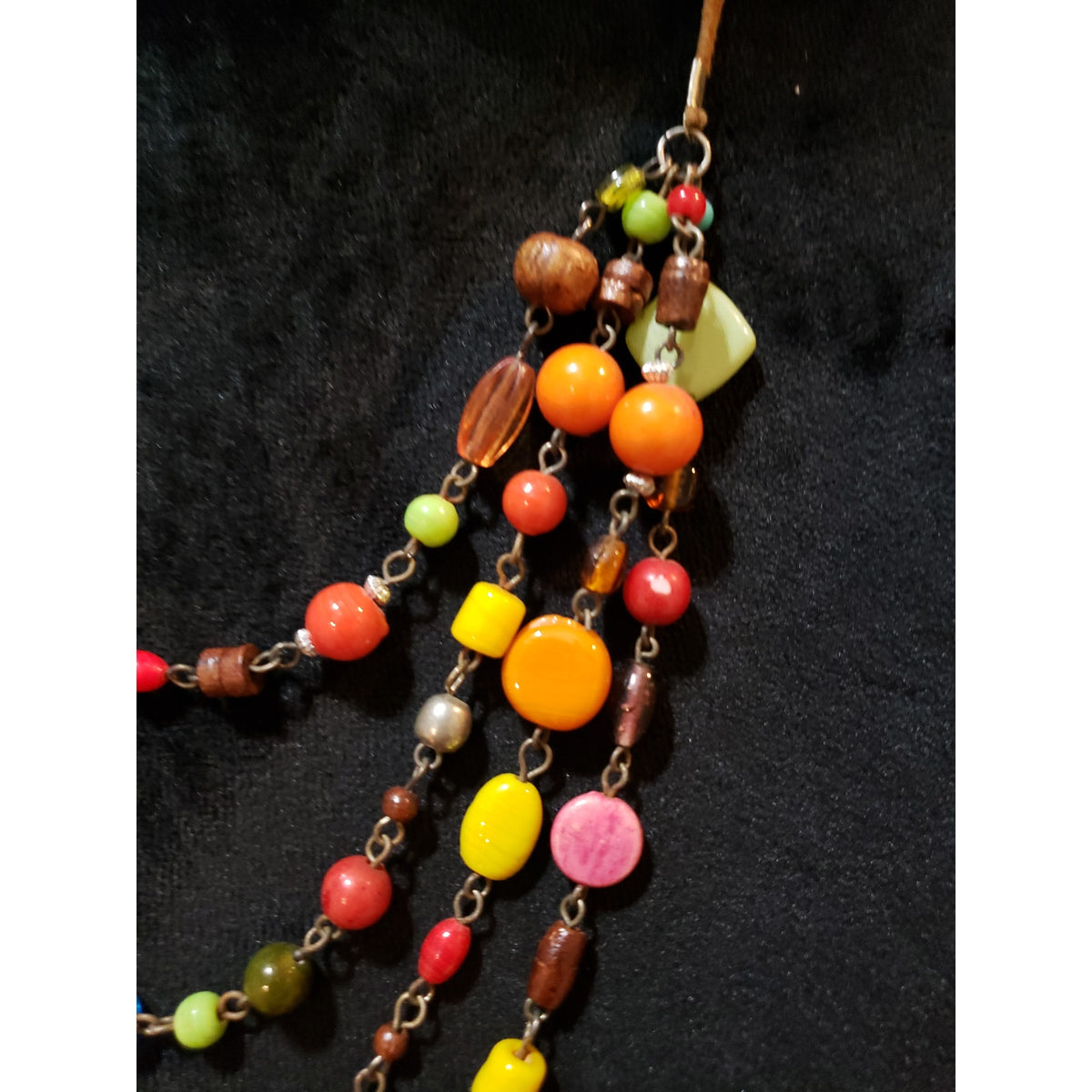Womens Fashion 4 Strand Colorful Glass Acrylic Beaded Statement Necklace Jewelry