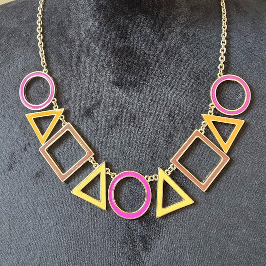 Women Fashion Colorful Geometric Acrylic Necklace Jewelry with Lobster Clasp