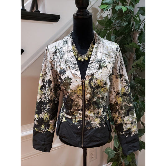 Christopher & Banks Women's Multicolor Polyester Long Sleeve Front Zip Jacket M