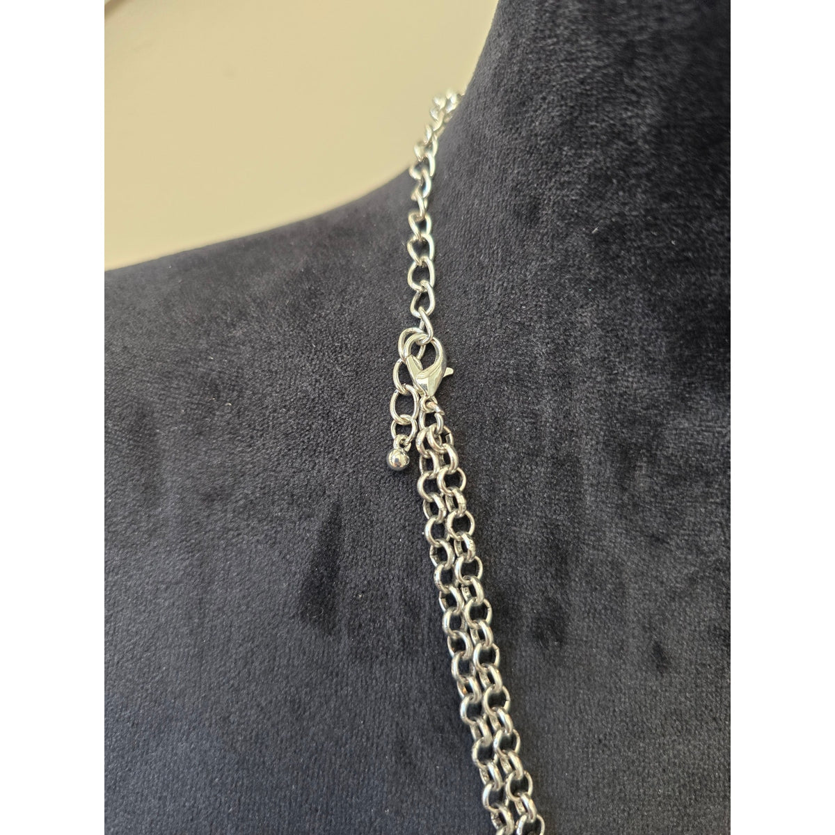 Turquoise Blue Floral Beaded Squash Blossom Style Silver Tone Necklace