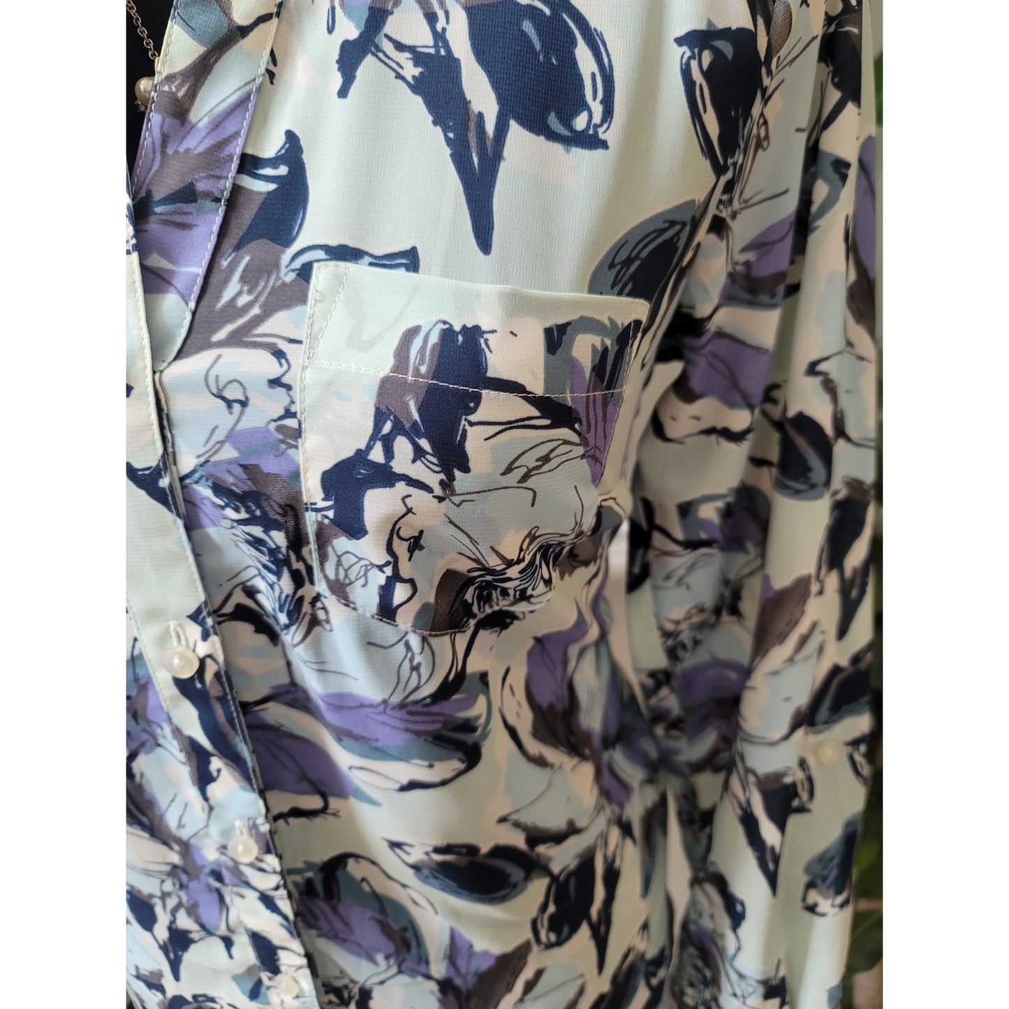 The Limited Button Up Blouse Women's Small Multicolor Floral Long Sleeve Stretch