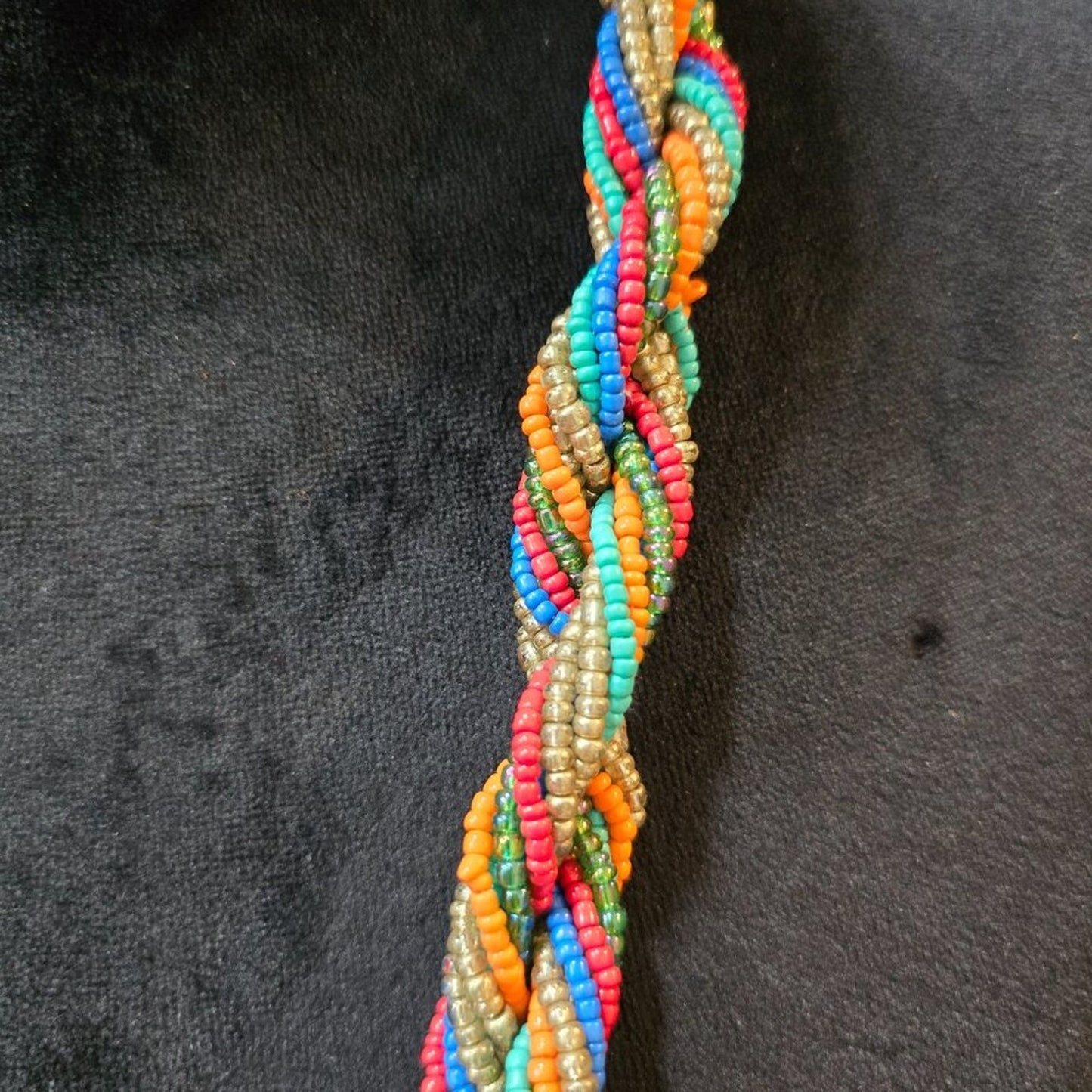 Women Multicolor Seed Beads Twisted Multiple Layered Necklace with Lobster Clasp