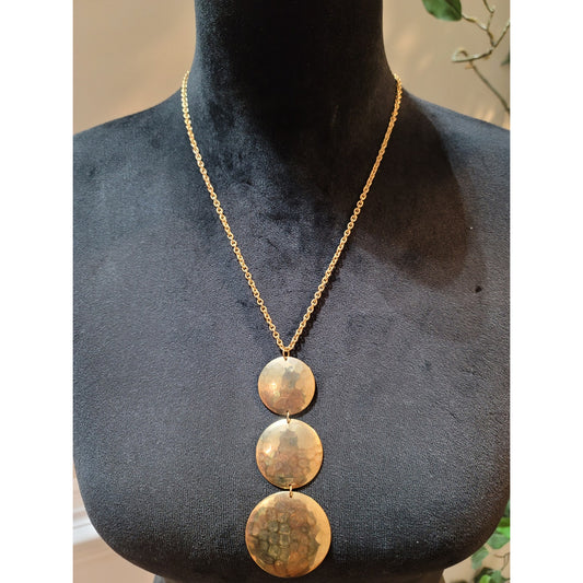 Women's Gold Triple Disc Necklace Elegant Layered Pendant Statement Jewelry