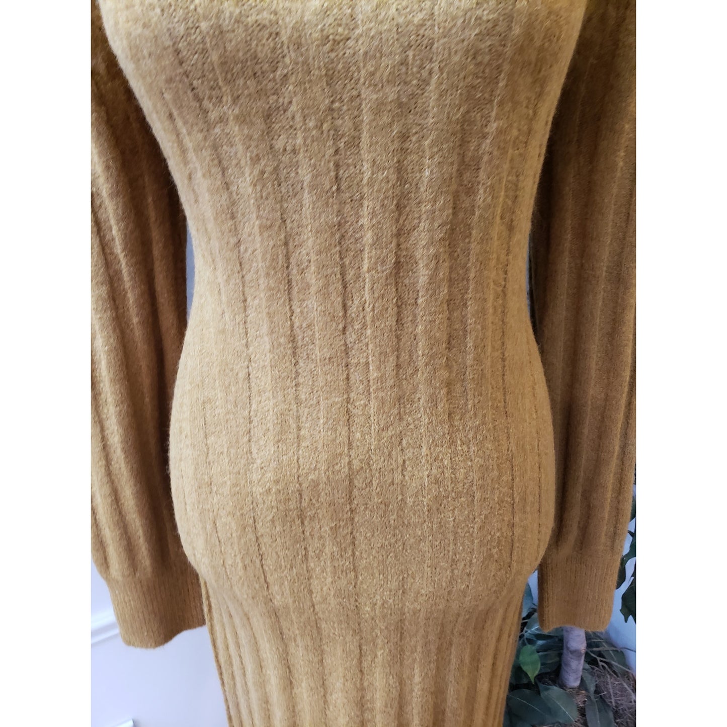 A New Day Sweater Dress Women's XS Green Knit Long Sleeve Lightweight Mock Neck