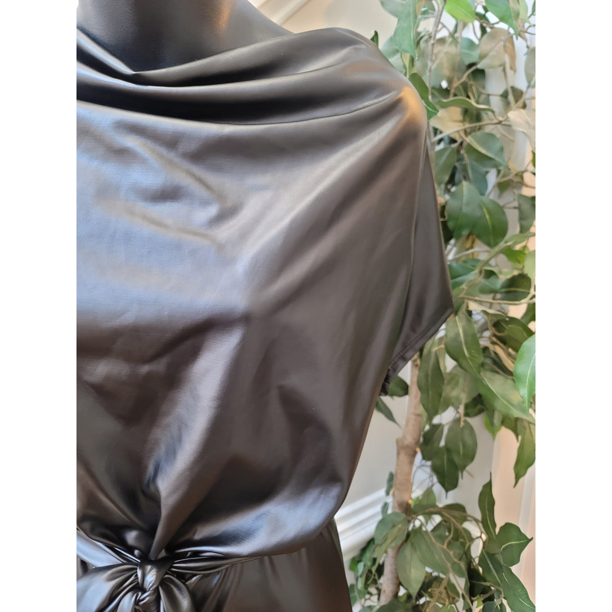 Fashion Nova Faux Leather Jumpsuit Women’s Size XS Black Short Sleeves